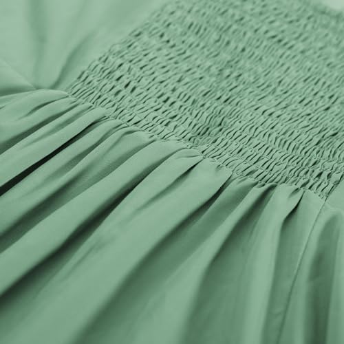 Image of Belle Poque Sun Dresses for Women Spring Summer Floral Midi Flowy Spaghetti Ruffle Wedding Guest Tea Party Dress