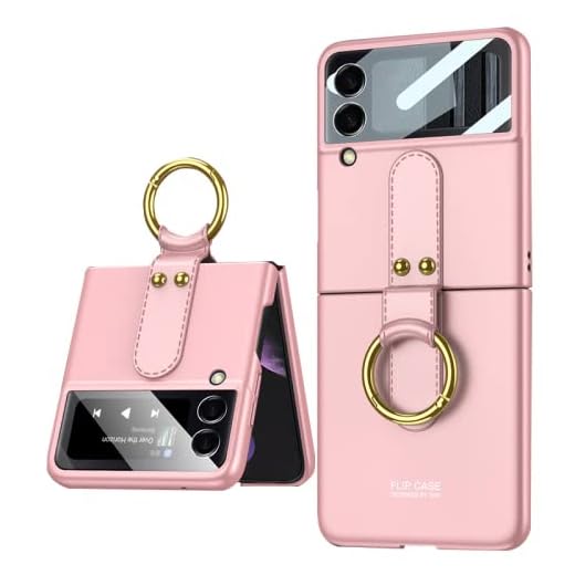 Capa para Samsung Galaxy Z Flip 3, adequada para Z Flip3 capa protetora integrada à membrana com anel à prova de choque