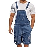 Caractéristiques : La combinaison courte pour homme est sans manches, larges bretelles avec fermeture à boutons, plusieurs poches ; Le design déchiré vous rend plus à la mode et accrocheur