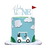 Hole In One Cake Topper Golf Cake Decorations Acrylic Golf First Birthday Cake Toppers Golf Theme Cake Decorations With Cart Flag For Golf Theme Party Supplies