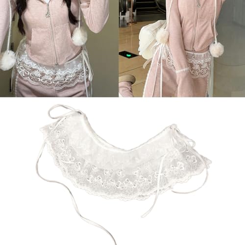 Women Half Skirt Lace Ruffle Adjustable Tie Pleated Mesh Casual Short Skirts Hip Scarf Skirt Covering for Parties2