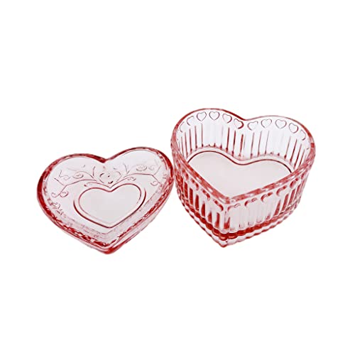 Aebor Glass Heart Shape Jewelry Box, Candy Box With Lid, Women's Small Covered Trinket Storage Organizer Box, Glass Treasure Chest Trinket Keepsake Gift Box For Women And Girls #TOP2