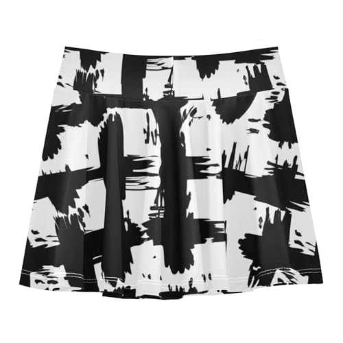 Tennis Skirts Toddler Abstract Black White Grid Design Girls' Shorts Athletic Skorts Flowy Butterfly Skirt 4t2