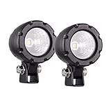 ミニサイズ LEDワークライト 丸形 バイク補助灯 5W フォグランプ オートバイ 自転車 カー用品 フラット型 広角 ノイズレス EMC対策品 DC12v 24v兼用 IP68防水 防塵 防振 2個セット Lightronic