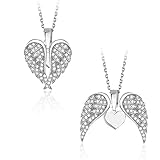 925 Sterling Silver Angel Wing Necklaces for Women, Rhodium Plated Asthetic Jewellery White Cubic...