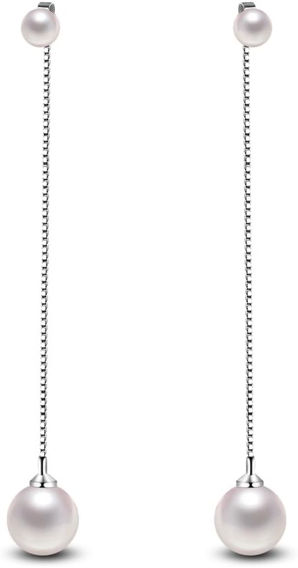 Korean Fashionable Tassel Drop Earrings with Pearl Silver Plated Drop Earrings