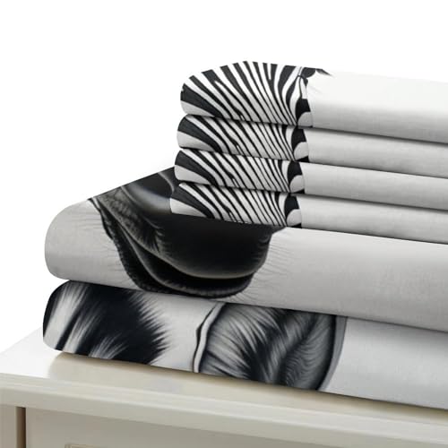 Parure de lit zèbre 3D housse de couette 220x240 fermeture éclair microfibre adulte enfant