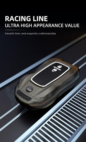 Image of Racer Series Car Key Cover Compatible with Toyota Hyryder, Glanza, Taisor | 2 Button Smart Key Case | Premium Waterproof Metal Soft Silicone Key Shell with Keychain