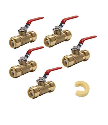(Pack of 5) EFIELD 1/2 Inch Ball Valve with Disconnect Clip
