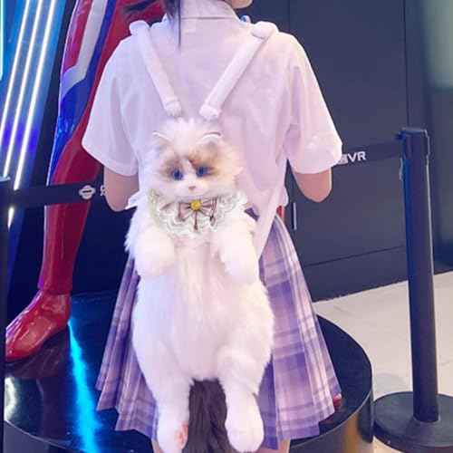 Sac à dos avec poche zippée chat réaliste pour les sorties au collège - 3
