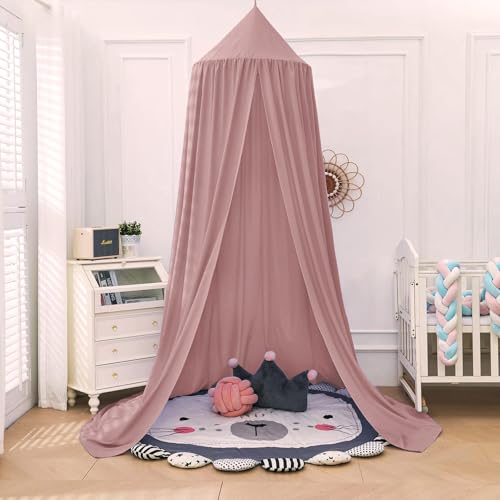Aolso Betthimmel Babybett, Baumwolle Handmade, Moskitonetz 245x270 cm, Mädchen & Jungen (Ziegelrot)