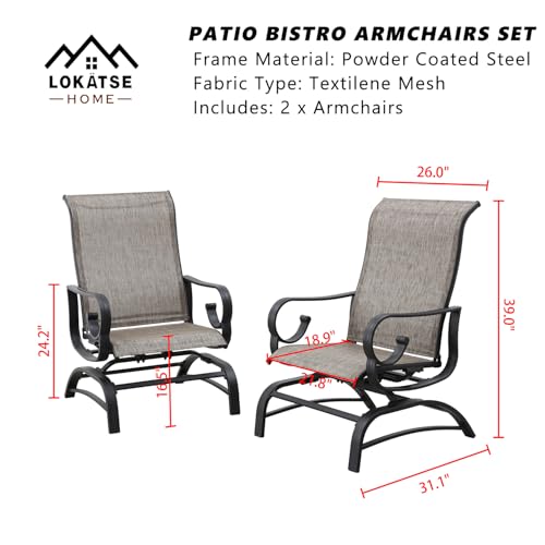 Image of LOKATSE HOME Patio Dining Chair Set of 2 Outdoor High Backrest Metal Furniture with Textilene Mesh for Backyard Porch Garden