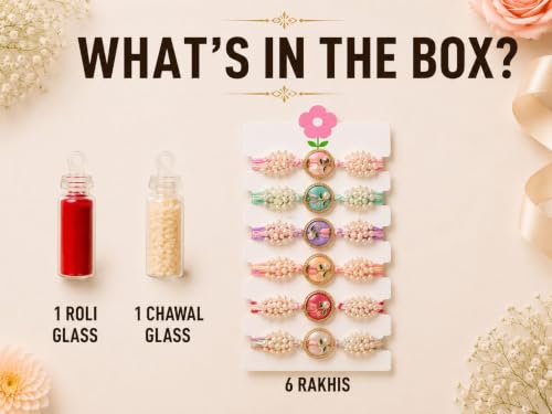 Image of Premium Designer Pastel Resin Pearl Floral Rakhi For Brother | Elegant Flower Rakhi Set Of 1 /2 /3 /4 /5 /6 Raksha Bandhan Gift Bhai Combo For Bhaiya Bhabhi & Sister Bracelet Brother Bhai Sister In Law Kids | Traditional & Festive Wrist Band