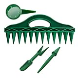 Efficient Multi-Tool Gardening Set – Includes 4 essential tools: seed punch, soil rake, 5-speed seed spreader, and transplanting tool for precise planting, spacing, and soil preparation. Adjustable Seed Spacing & Depth – The 5-speed green seed spread...