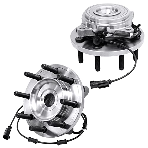 Image of Detroit Axle - 4WD Wheel Bearing Hubs Brake Kit for Dodge Ram 2500 3500 | Drilled and Slotted Disc Brake Rotors Ceramic Brake Pads Wheel Bearing Hubs Assembly Replacement