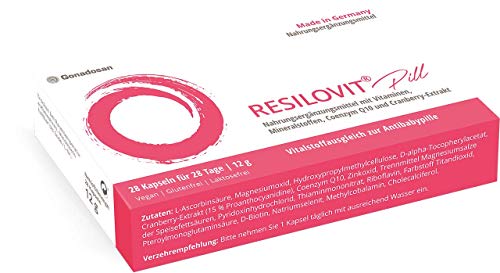 Resilovit pill, Vitalstoffausgleich zur Antibabypille. Mit Vitaminen, Mineralstoffen, Coenzym Q10 und Cranberry-Extrakt