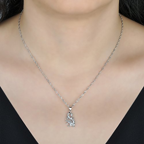 Yumilok pendentif collier en 925 argent pur le dessin du dragon à la mode pour femme fille couleur d'argent