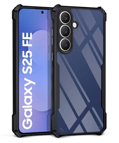 Image of WOW IMAGINE Shock Proof Clear Protective Back Case for Samsung Galaxy S25 FE 5G - AirEDGE Technology | 360 Degree Camera Protection | Transparent Hybrid Back Case Mobile Cover - Black