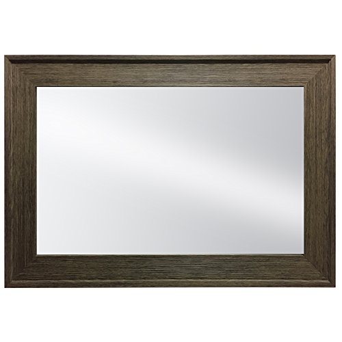 Hanging Framed Wall Mounted Mirror By Raphael Rozen: Classic, Elegant Rectangular, Distressed Wood Finish Brushed Olive Colored Frame Perfect For Bathrooms And Interior Living Spaces #TOP1