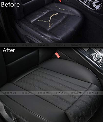 Edeaedealyn (2Pcs) Leatherette Seat Covers Car Front Seat Protector Car Seat Covers With Side Flaps And Leg Rest (Deep20.86 Inch × Width20.86 Inch × Thick 0.4 Inch) (With Leg Rest - Black) #TOP2