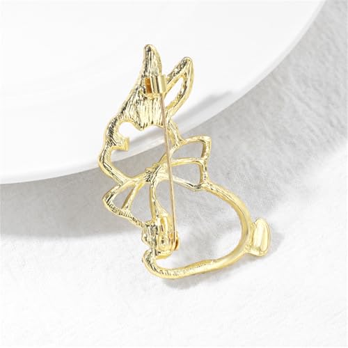 Image of Cute Rabbit Brooch Pin for Women Fashion Crystal Bunny Lapel Pin Easter Holiday Party Accessories