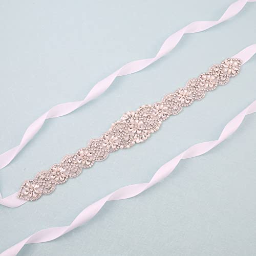 Pearl Wedding Belt Rhinestone Bridal Belts Handmade Crystal Sash for Bride Dress3