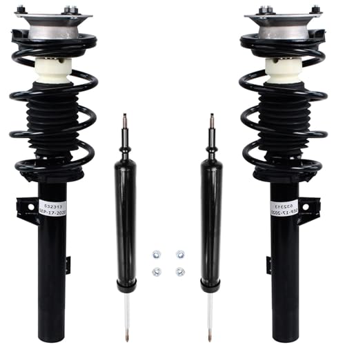 Image of Detroit Axle - 4pc Struts Kit for BMW 128i 135i 325i 328i 330i 335d 335i 335is, 2 Front Struts Coil Spring Assembly 2 Rear Shock Absorbers Replacement Suspension