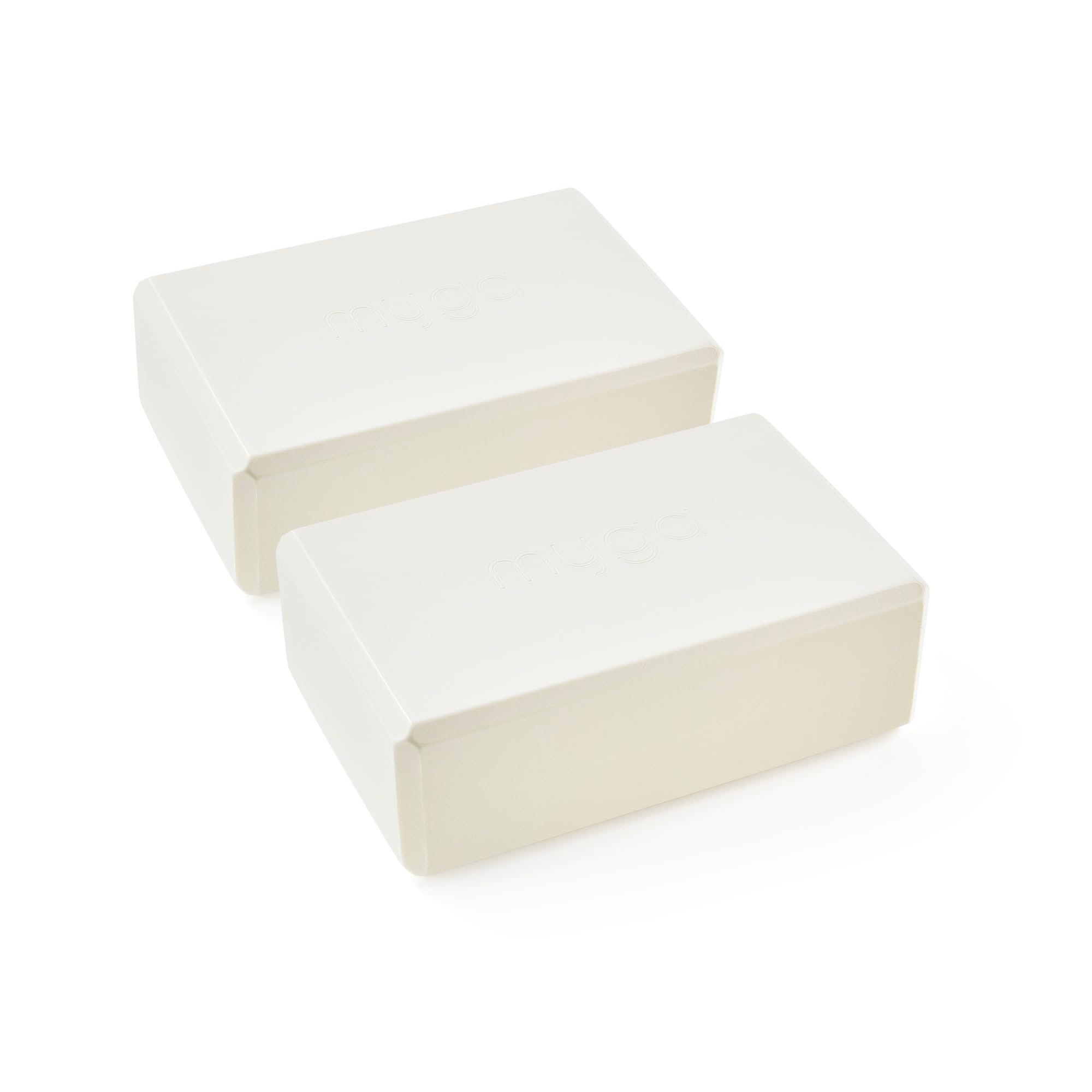 Myga Yoga Blocks - Pair of High Density Foam Bricks for Yoga, Pilates and Fitness for Balance, Support & Flexibility - Non Slip, Lightweight & Durable Foam Blocks for Home, Gym & Travel (Cream)