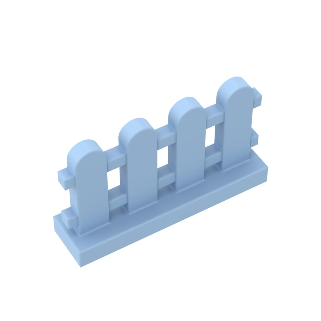 33303 Ornaments Picket Fence 1x4x2 50 Pieces GDS-1177 Compatible with Lego Building Blocks Color:Bright Light Blue 212 — image 1