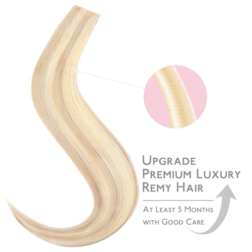 Image of WENNALIFE Invisi Edge & Classic Tape in Hair Extensions Human Hair | 20 Inch 50g 20pcs (Invisi Edge & Classic) Balayage Light Wheat Platinum Blonde Invisi Remy Hair Natural Seamles