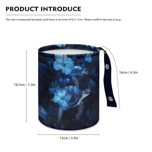 Image of Sea Trutle Car Trash Bag Blue Hibiscus Floral Car Trash Can for Front Seat, Back Seat, Floor, Headrest-Easy to Clean Cars Garbage Accessory Car Interior Decoration