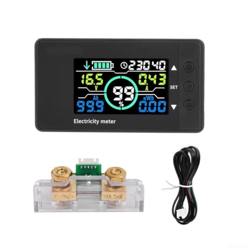 12 V Batteriekapazitätsmonitor mit LCD-Display, bidirektionale Stromerkennung, Speicherfunktion für Amperestunden, entworfen für Wohnmobile, Elektrofahrräder und Netzteiltests