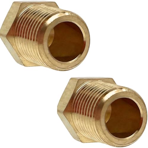 2 Pack Brass Pipe Plug 1/8 NPT Male Outer Hex Head Socket Plug Fitting for Plumbing by CX WONDERLAND