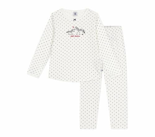 Petit Bateau Pequeño Barco Pijama Niño de Algodón Estampado Lunares, Marshmallow/Noche, 5 años