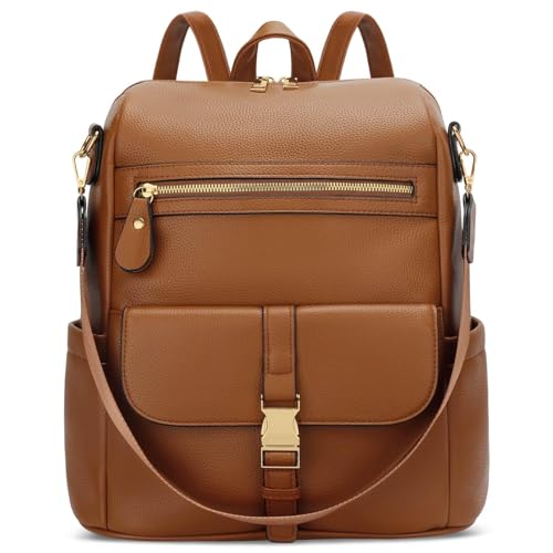 KKXIU Backpack Purse for Women - Multi-pocket Leather backpack for