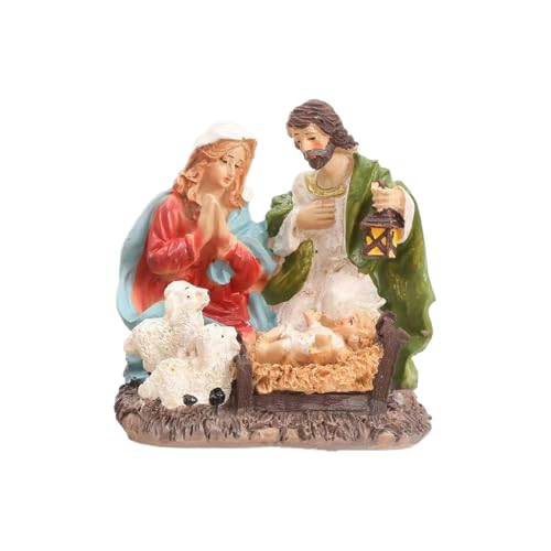 Sucritude Figuras Religiosas,Decoración De Escritorio Estatua Sagrada Familia Belén | Accesorios Religiosos Decoración Navideña para Escritorio Chimenea Mesa Dormitorio Salón Residencia Hotel