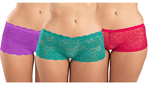 Image of FIMS - Fashion is my style Cotton Lycra Net Boy Short Panty for Womens, Mid Rise, Satin, Hipster Panties, Daily Use, Back and Front Coverage, Brief, See Main Image to Check How Many Panty You Will Get