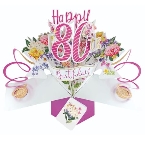 Happy 80th Birthday Pop-Up Greeting Card Original Second Nature 3D Pop Up Cards