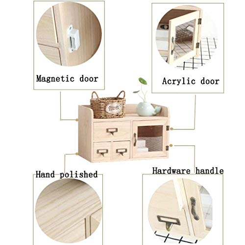 Scatola portaoggetti per organizzatori Cosmetici - Organizzatore da scrivania in Legno massello Forniture per Ufficio Custodia per Scatola portaoggetti per cancelleria Desktop con Manico in