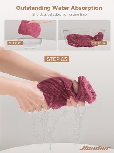 Image of Hicober Microfiber Hair Towel, Hair Turbans for Wet Hair, Drying Hair Wrap Towels for Curly Hair Women Anti Frizz, 3 Packs (Plum,Navy,Aqua Green)