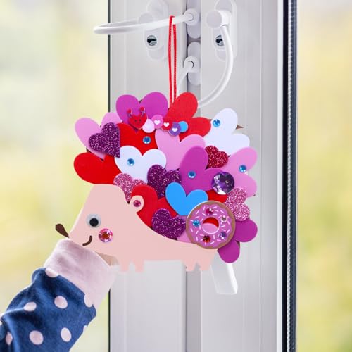 Winlyn 24 Sets Heart Hedgehog Ornaments Decorations Valentine Crafts Kits Hedgehog Art Sets Heart Foam Valentine Stickers for Kids Party Classroom Activities Gift Exchange by Winlyn - Image 7