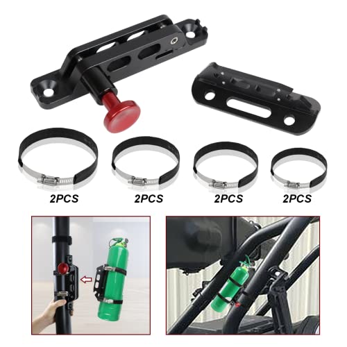 BOVIROOS Adjustable Aluminum Roll bar Fire Extinguisher Mount Holder Bracket Compatible with for Jeep Wrangler TJ JK JL Gladiator JT Ford Bronco UTV Polaris RZR Can-Am with 8 Scratch Proof Clamps