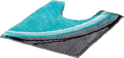 Erwin Müller WC-Umrandung mit Ausschnitt Mykonos, rutschhemmend türkis Größe 50x50 cm - kuscheliger Hochflor, für Fußbodenheizung geeignet