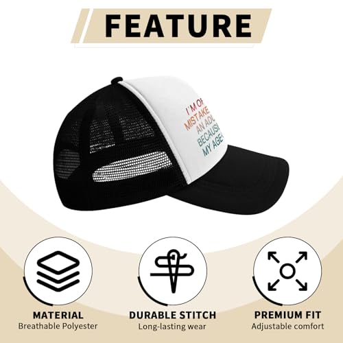 Image of Funny Trucker Hats,Trucker Hat Baseball Cap for Women Snapback Adjustable Hat Humor Gift Men