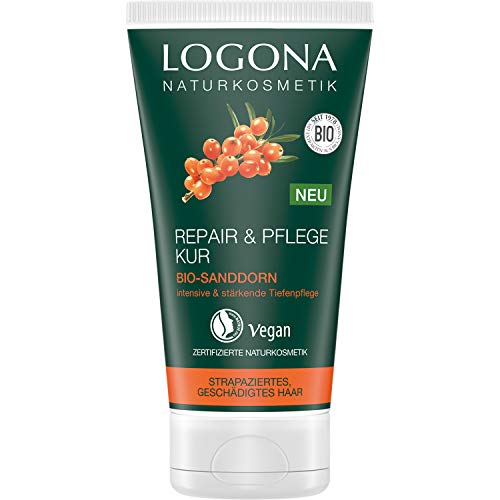 LOGONA Naturkosmetik Repair & Pflege Kur Bio-Sanddorn, Intesive Pflege für trockenes, Geschädigtes Haar, Reapriert, 150 ml