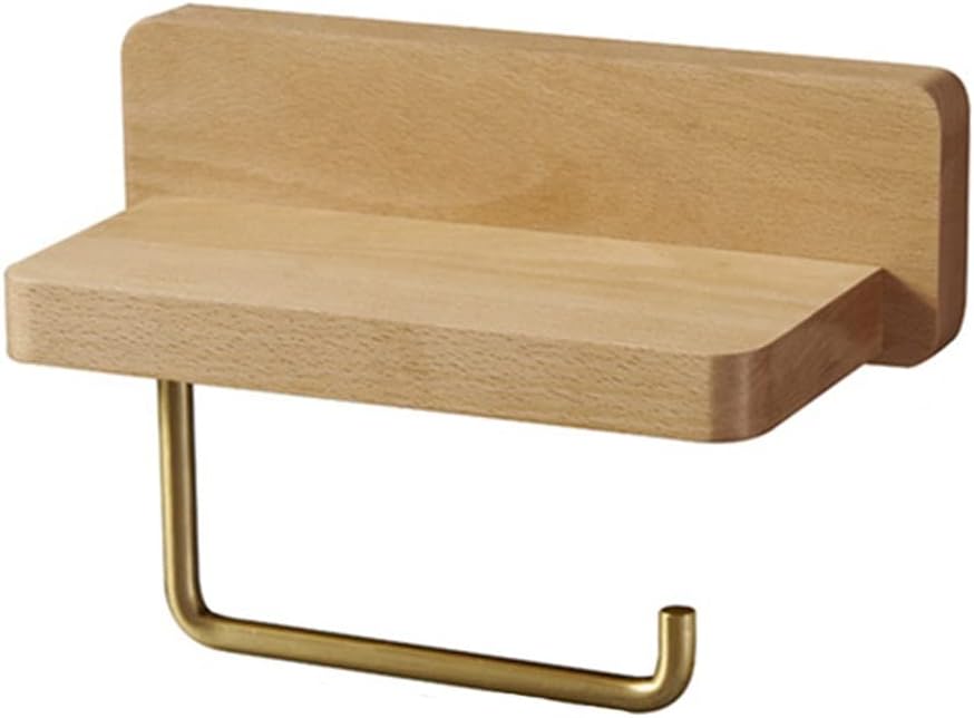 Toilet Tissue Holder Solid Wood Roll Wooden Perforation-Free Bathroom Paper