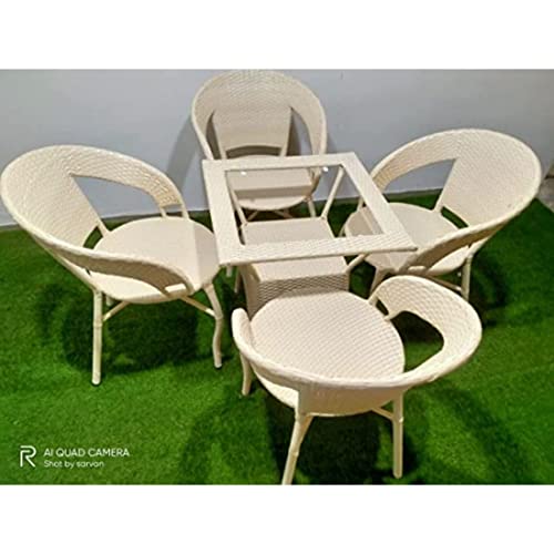 Image of Indiid Homes D-12 Outdoor Indoor Living Room Garden| Chair Table Set 4+1 (4 Chair + 1 Table)| Furniture Set| Coffee Chair Table Set| Powder Coated|