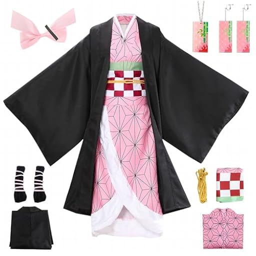 YYDSXK Cosplay Nezuko Tanjirou, Disfraz de Nezuko Tanjirou Kochou Shinobu Kanroji Mitsuri, Conjunto de Capa Kimono, Regalo para Niños Adulto, Disfraz de Kimono para Carnaval | Ya disponible en tu tienda friki favorita! En mundofriki.es!