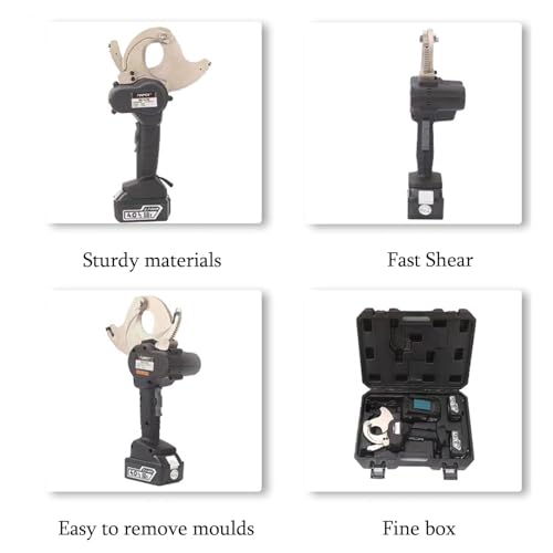 Cortador de cables eléctrico hidráulico inalámbrico con 2 baterías y cargador, herramienta de corte profesional alimentada por pilas para cables de aluminio y cobre