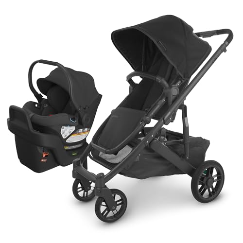 Image of UPPAbaby Travel System, includes Cruz V2 Stroller + Aria Lightweight Infant Car Seat Combo/Stroller, Car Seat, Base with Load Leg + Robust Infant Insert Included/Jake (Charcoal)